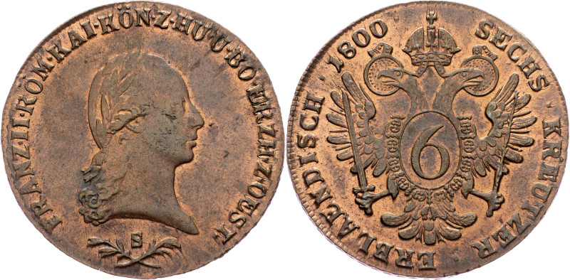 Franz I. (II.), 6 Kreuzer 1800, S, Smolnik
Franz I. (II.), 6 Kreuzer 1800, S, S...