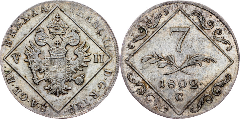 Franz I. (II.), 7 Kreuzer 1802, C, Prague Franz I. (II.), 7 Kreuzer 1802, C, Pra...
