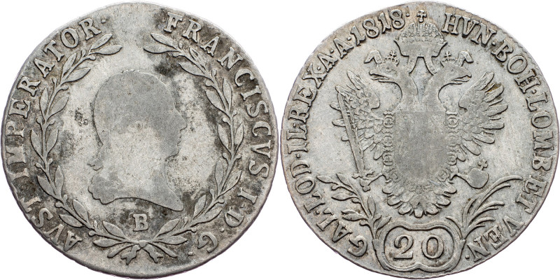 Franz I. (II.), 20 Kreuzer 1818, B, Kremnitz Franz I. (II.), 20 Kreuzer 1818, B,...
