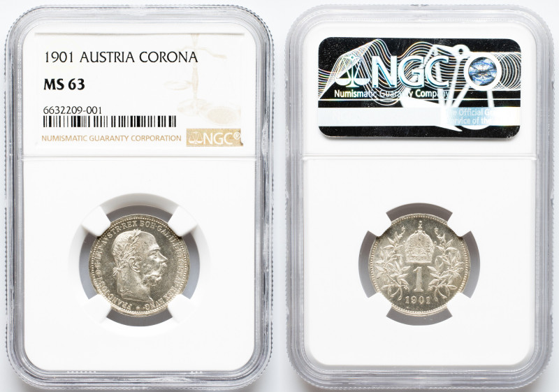 Franz Joseph I., 1 Krone 1901, Vienna Franz Joseph I., 1 Krone 1901, Vienna, Ag...