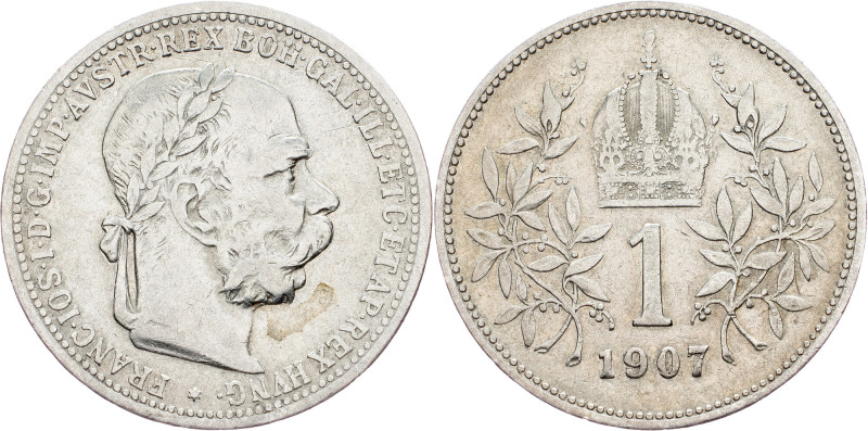 Franz Joseph I., 1 Krone 1907, Vienna Franz Joseph I., 1 Krone 1907, Vienna, Ag|...