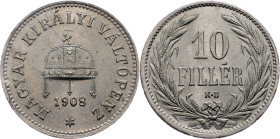 Franz Joseph I., 10 Filler 1908, KB, Kremnitz