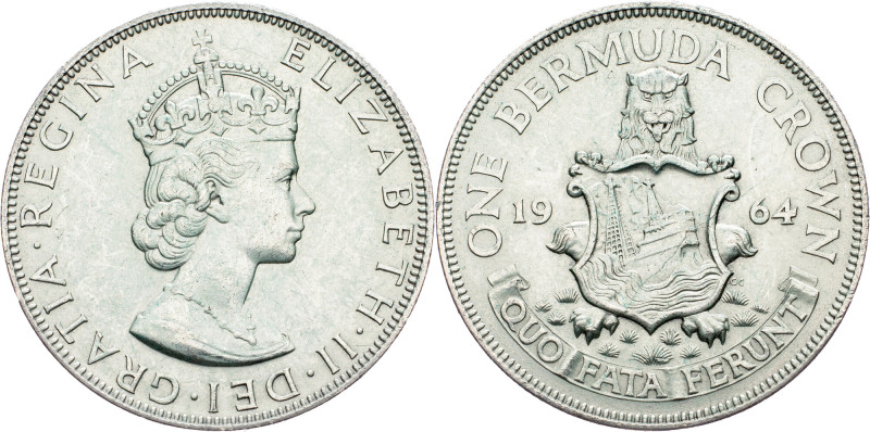 Bermuda, 1 Crown 1964, London Bermuda, 1 Crown 1964, London , 22,62 g, Ag (500/1...