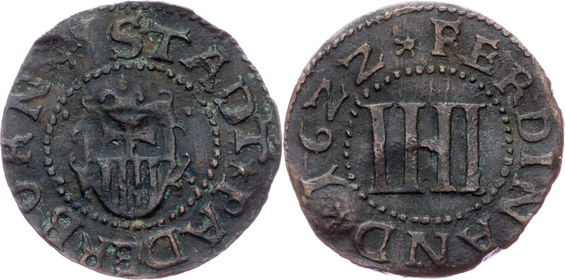 Germany, 4 Pfennig 1622 Paderborn, 4 Pfennig 1622, Copper|slightly wavy; VF

G...