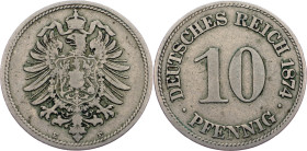 Germany, 10 Pfennig 1874, E