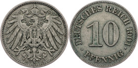 Germany, 10 Pfennig 1901, E