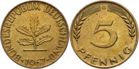 Germany, 5 Pfennig 1967, G