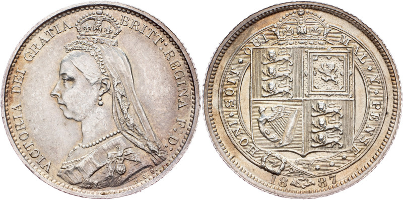 Great Britain, 6 Pence 1887 Great Britain, 6 Pence 1887, Ag|Toned, remains of mi...