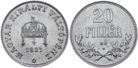 Hungary, 20 Filler 1921, KB, Kremnitz