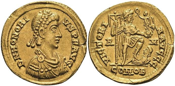 Antike Römer
Münzen Römische Kaiserzeit Honorius, 404-408, Solidus (4,38g), Rom...