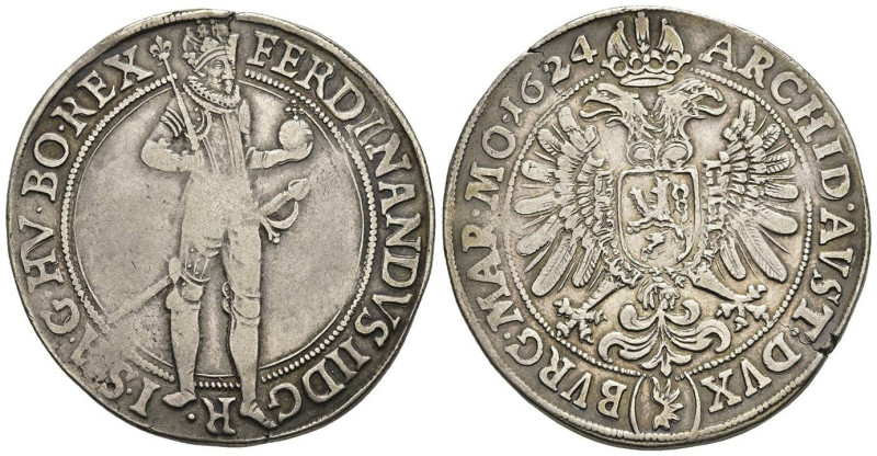 Münzen des Römisch Deutschen Reiches
 Böhmen, Prag, Taler, 1624, Ferdinand II. ...