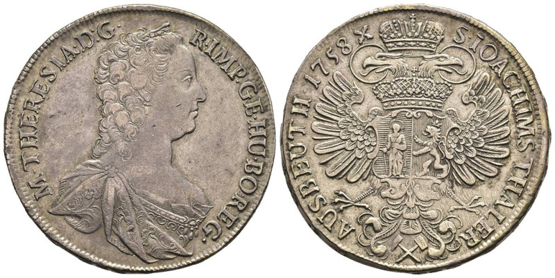 Münzen des Römisch Deutschen Reiches
 Taler, 1758, Maria Theresia, Prag, Dav. 1...