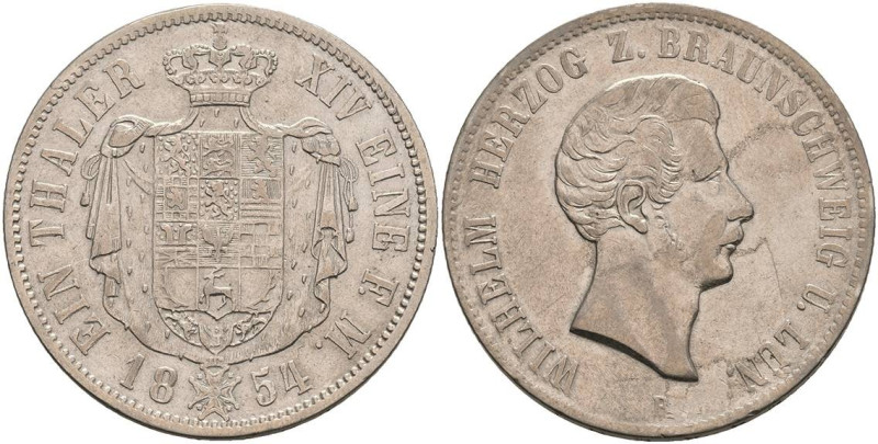 Deutschland bis 1800 Braunschweig-Wolfenbüttel Herzogtum
 Taler, 1854, Wilhelm,...