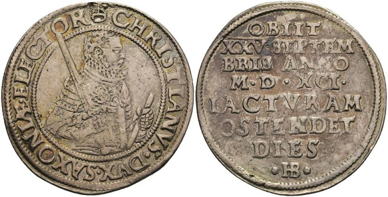 Deutschland bis 1800 Sachsen Albertinische Linie Kurfürstentum
 1/4 Taler, 1591...