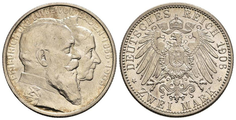 Silbermünzen des Kaiserreichs Baden
 2 Mark, 1906, Friedrich I., zur goldenen H...