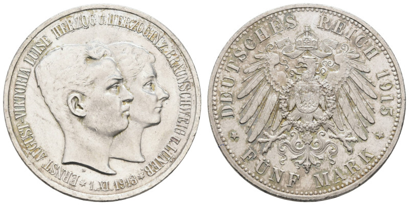 Silbermünzen des Kaiserreichs Braunschweig-Lüneburg
 5 Mark, 1915, Ernst August...