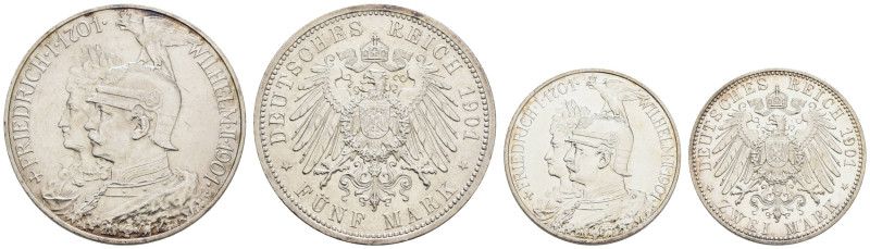 Silbermünzen des Kaiserreichs Preussen
 2 und 5 Mark, 1901, Wilhelm II., zum 20...