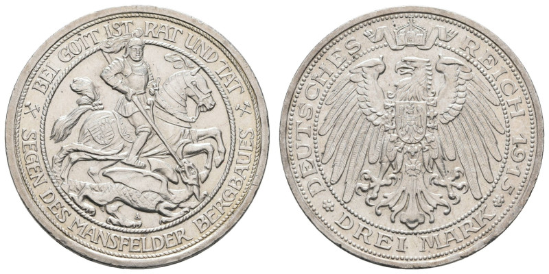 Silbermünzen des Kaiserreichs Preussen
 3 Mark, 1915, Wilhelm II., Mansfeld, we...