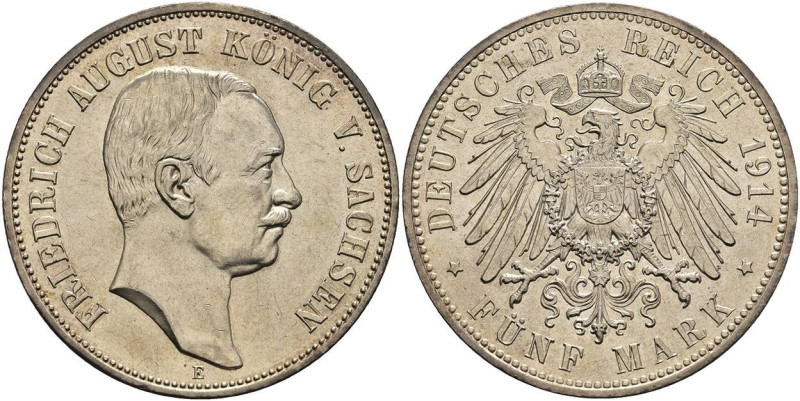 Silbermünzen des Kaiserreichs Sachsen
 5 Mark, 1914, Friedrich August III., kl....