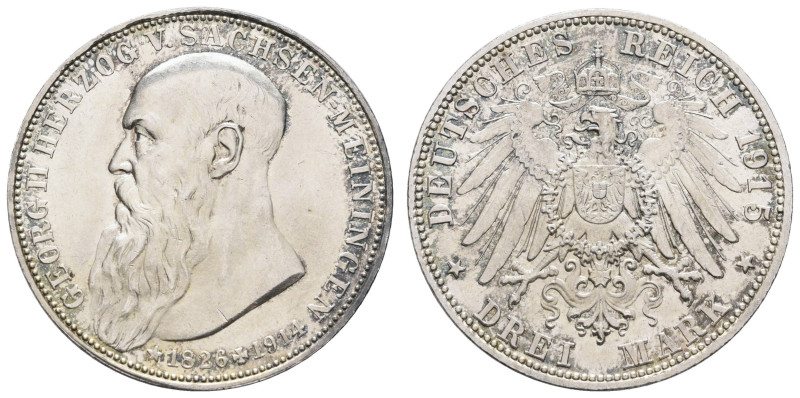 Silbermünzen des Kaiserreichs Sachsen-Meiningen
 2 Mark, 1915, Georg II., auf s...