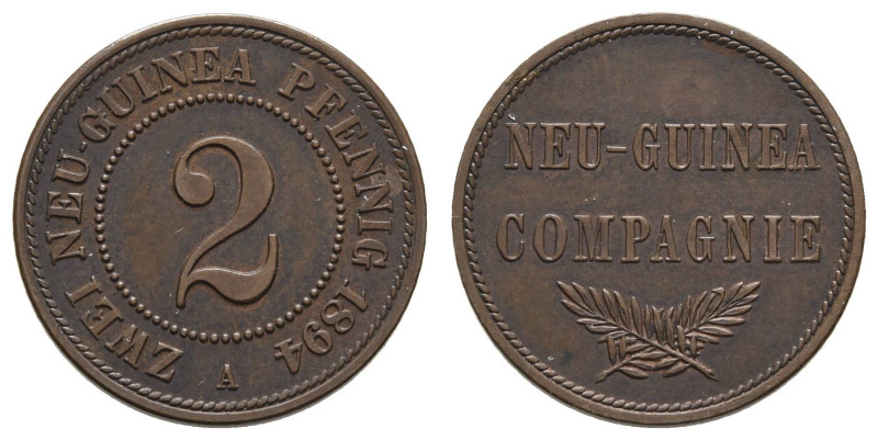 Münzen der deutschen Kolonien
 2 Pfennig, 1894, Prägebuchstabe A, gereinigt, sc...