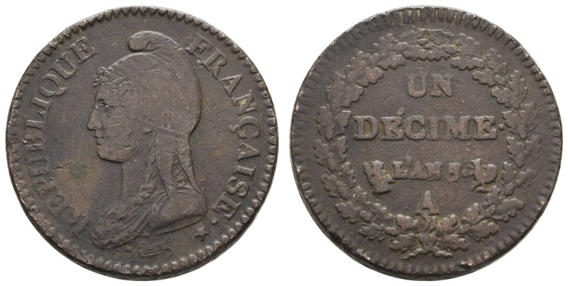 Europa und Übersee Frankreich
 Décime 1796/97 = L'an 5 Paris (19.44g), Directoi...