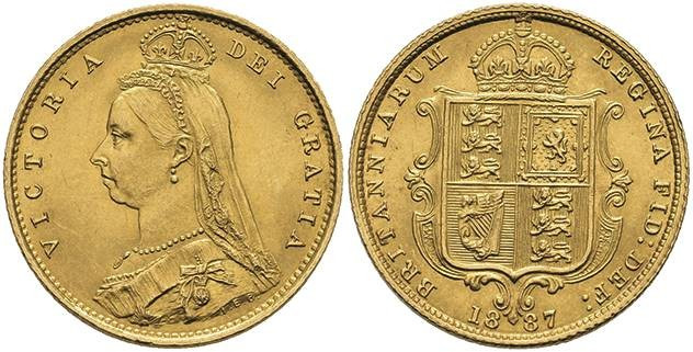 Europa und Übersee Grossbritannien
 1/2 Sovereign, 1887, Victoria, Fb. 393, vz+...