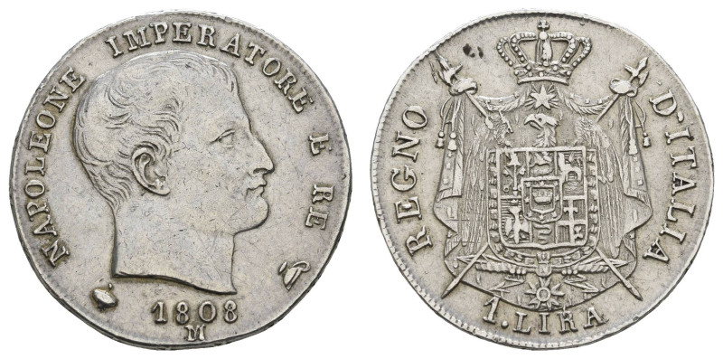 Europa und Übersee Italien
 1 Lira (4,95g), 1808, Napoléon I., Mailand, Monte. ...