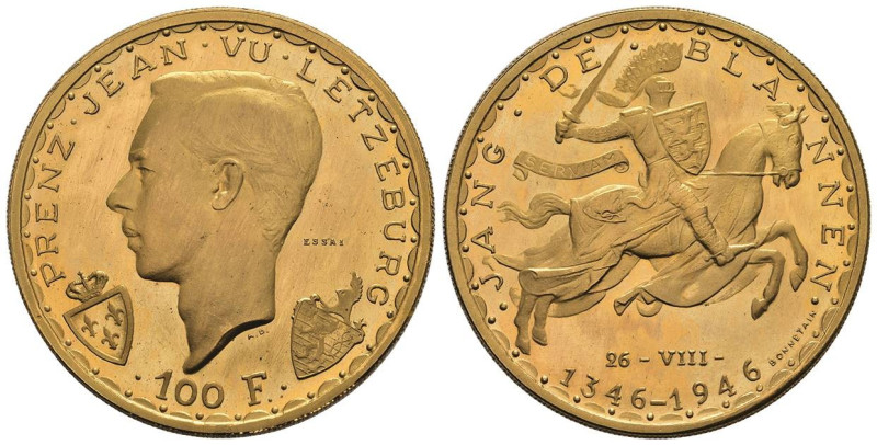 Europa und Übersee Luxemburg
 100 Francs, Gold, 1946, Essai, Charlotte. Probst ...