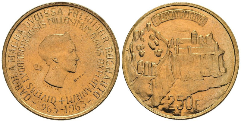 Europa und Übersee Luxemburg
 250 Francs, Gold, 1963, Essai, Charlotte. Probst ...