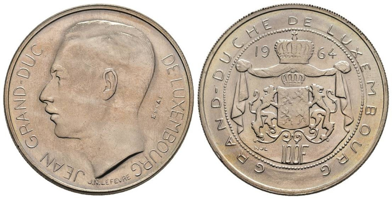 Europa und Übersee Luxemburg
 100 Francs, Kupfer/Nickel, 1964, Essai, Jean. Pro...