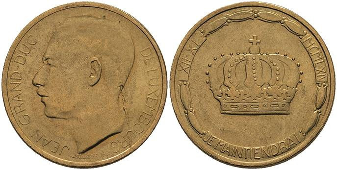 Europa und Übersee Luxemburg
 Goldmedaille (20 Francs), o.J. (1964), Jean, Prob...