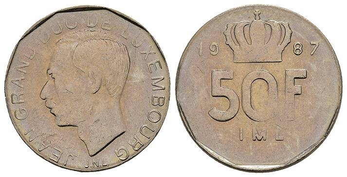 Europa und Übersee Luxemburg
 50 Francs, 1987, Jean, Verprägung. Probst L 312-1...