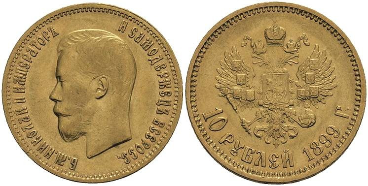 Europa und Übersee Russland Kaiserreich bis 1917
 10 Rubel, Gold, 1899, Nikolau...