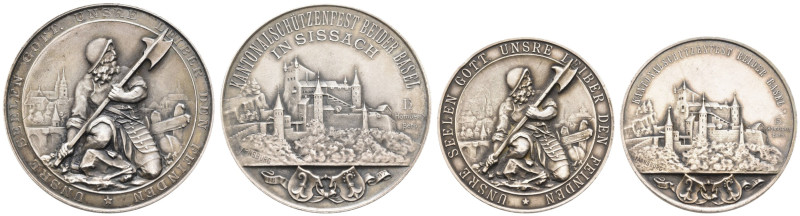 Medaillen Medaillen Ausland vor 1900
 Schweiz. 1897 schönes Lot aus zwei Silber...