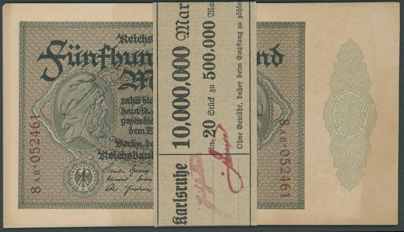 Banknoten Deutsche Reichsbanknoten 1874-1945
 Geldscheine der Inflation. 500.00...