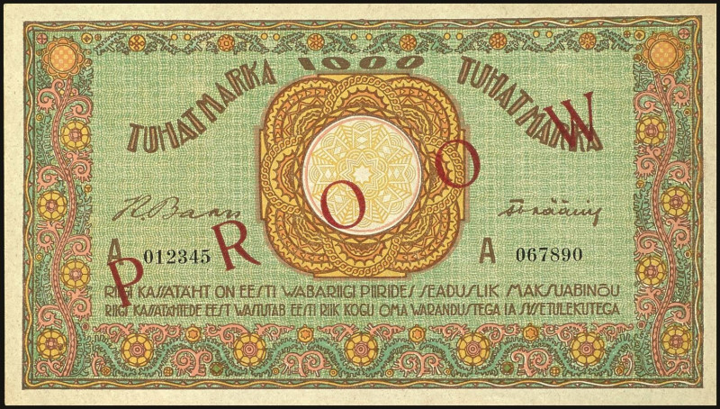 Banknoten Banknoten Europa
 Estland, Eesti Vabariigi, 1000 Marka (1920-1921), P...