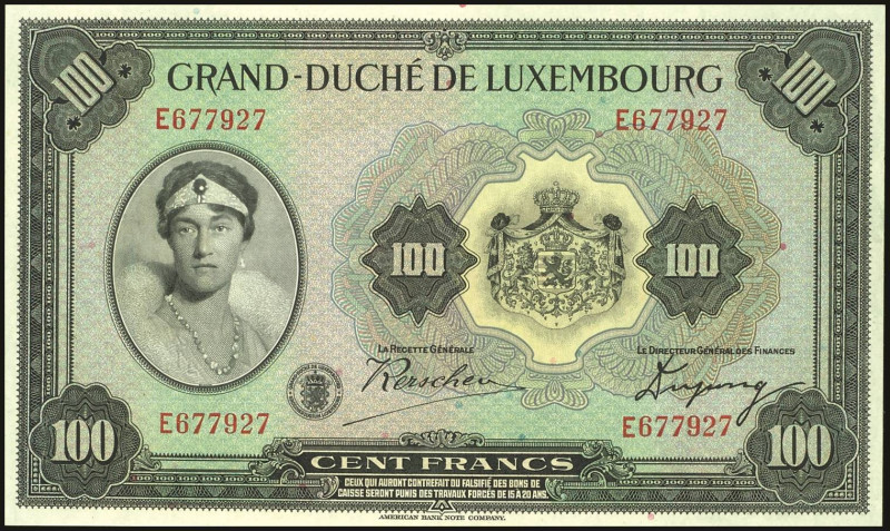 Banknoten Banknoten Europa
 Luxemburg, Grand Duché de Luxembourg, 100 Francs (1...