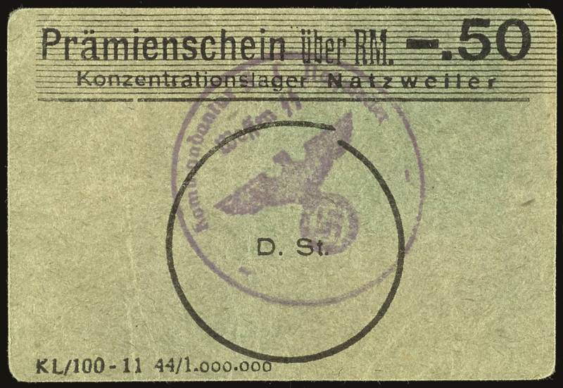 Banknoten Papiergeldähnliche dt. Wertpapiere und Gutscheine
 Natzweiler, 50 Rei...