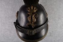 Kaiserreich/Weim. Rep. : Uniformen, Kopfbed., etc.
 Bayern, Raupenhelm um 1870 für Mannschaften in einem Infanterie-Regiment, Lederhelm, komplett mit...