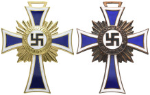 3. Reich Zivile Auszeichnungen
 2x Ehrenkreuz der Deutschen Mutter, 1. Stufe 2. Form, 16. Dezember 1938, in Gold und Bronze, OEK 3513 und 3515, beide...