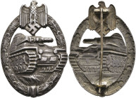 Auszeichnungen Wehrmacht Heer 2. Weltkrieg
 Panzerkampfabzeichen in Silber, Zink, Hohlprägung, OEK 3901/1, Zustand 2.

Panzer Badge in silver, zinc...