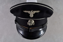 Kopfbedeckungen 3. Reich und 2. Weltkrieg
 Allgemeine SS, Schirmmütze für Mannschaften und Unterführer, schwarzes Wolltuch mit weißen Vorstößen, vers...