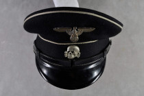 Kopfbedeckungen 3. Reich und 2. Weltkrieg
 Allgemeine SS, Schirmmütze für Mannschaften und Unterführer, schwarzes feines Tuch mit weißen Vorstößen, v...