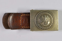 Koppelschlösser und Feldbinden 1870-1945
 Deutsche Reichspost "DRP"/Postschutz, Kasten-Koppelschloss für Mannschaften, 1933, Nickel, gekörnt, mattgra...