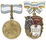 Ausländische Orden und Ehrenzeichen nach 1871
 UdSSR. Lot aus zwei Auszeichnungen, Mutterschaftsmedaille, teilweise emailliert, Erhaltungszustand ss-...