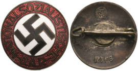 Kleinabzeichen, Mitgliedsnadeln 1871-1945
 Nationalsozialistische Deutsche Arbeiterpartei (NSDAP), Mitgliedsabzeichen, 23 mm, emailliert, rückseitig ...