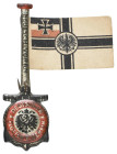 Plaketten, nichttragbare Medaillen und Preise
 1.280 g. Deutscher Flottenverein, Abzeichen für den Opfertag 1916, Flagge knitterig, ca. 59 x 44 mm (m...