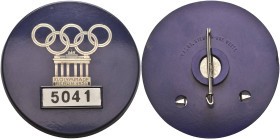 Plaketten, nichttragbare Medaillen und Preise
 Olympia, Bakelit-Dienstplakette der Olympischen Spiele 1936, Farbe Blau für Angehörige des Betriebsdie...
