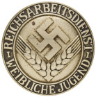 Plaketten, nichttragbare Medaillen und Preise
 Reichsarbeitsdienst der weiblichen Jugend (RAD/wJ), Brosche für Arbeitsmaid (Pflicht), rückseitig mit ...